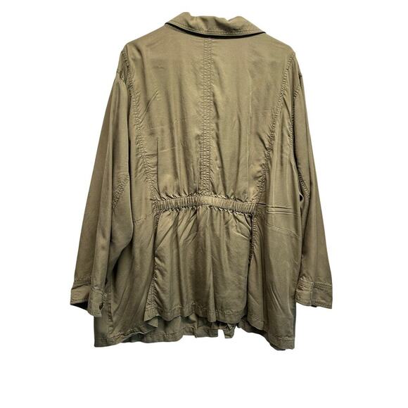 Catherines Women Linen Blend Safari Zip Shacket 2X EUC Eyelet Western Lagenlook - Picture 8 of 8